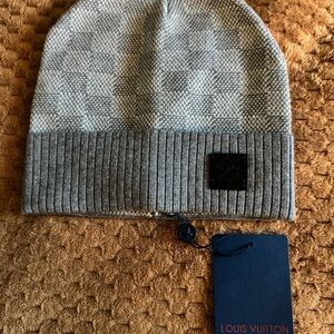 Louis Vuitton Gray Checkered Knit Hat